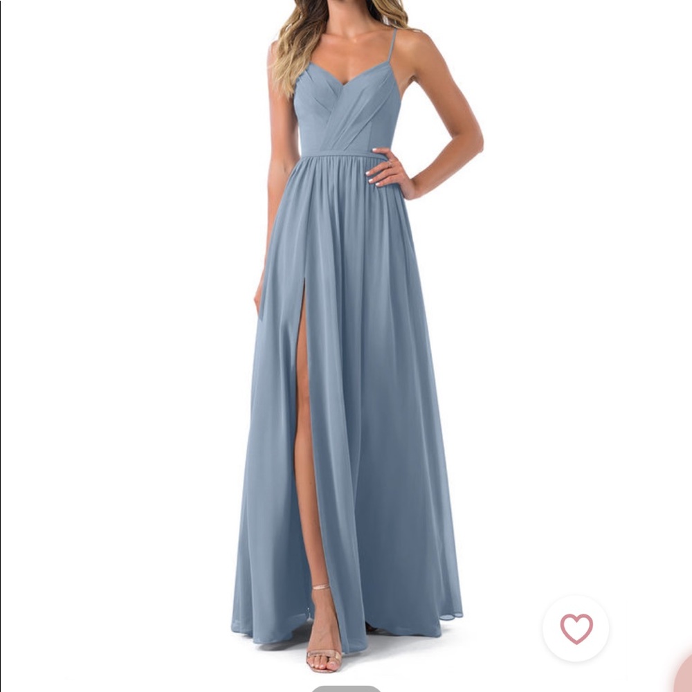 Dusty Blue Floor Length Formal Dress- Bridesmaid, Azazie Cora